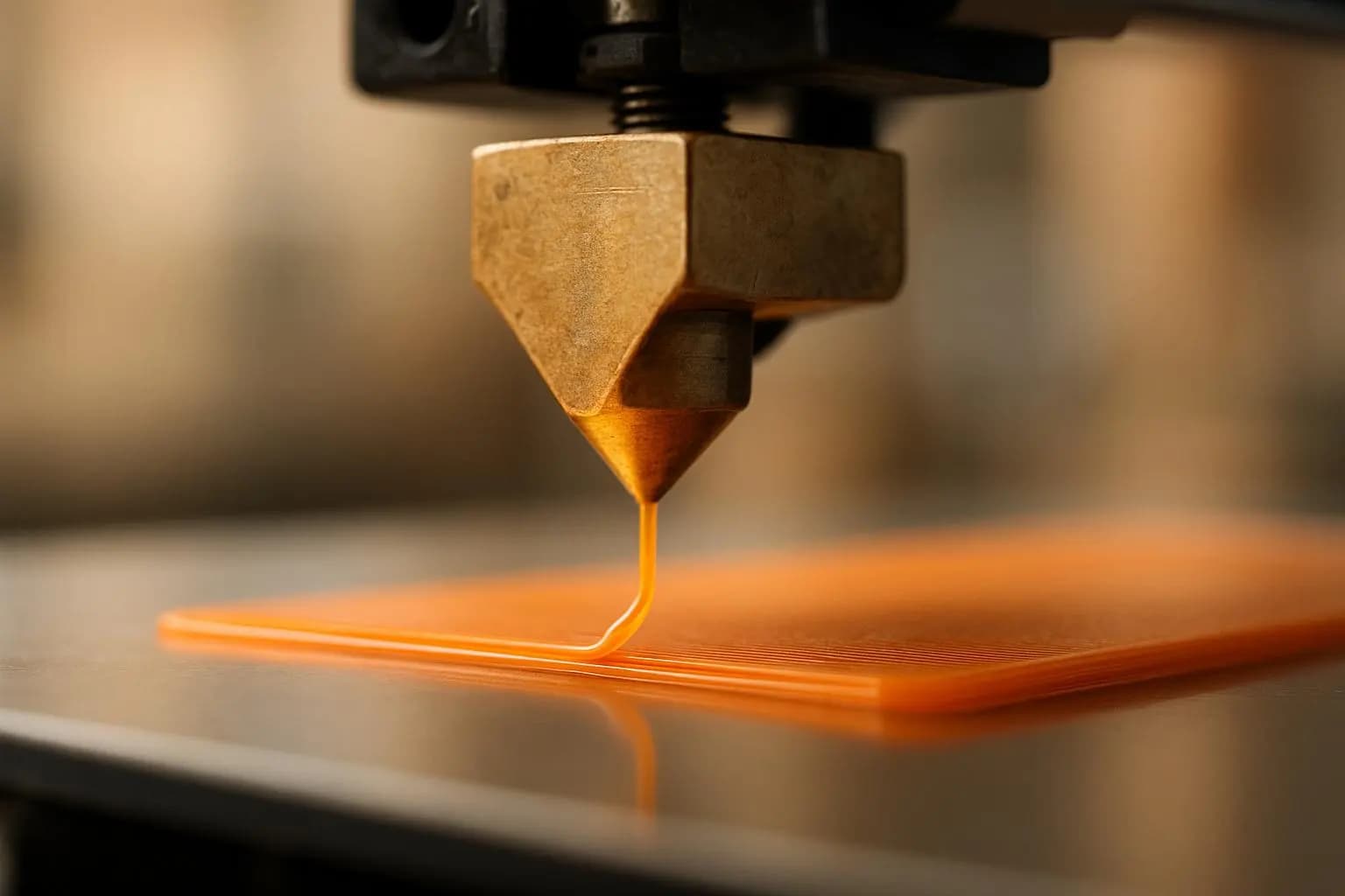 3D-Druck in Wien – Nahaufnahme einer Düse beim FDM-3D-Druck