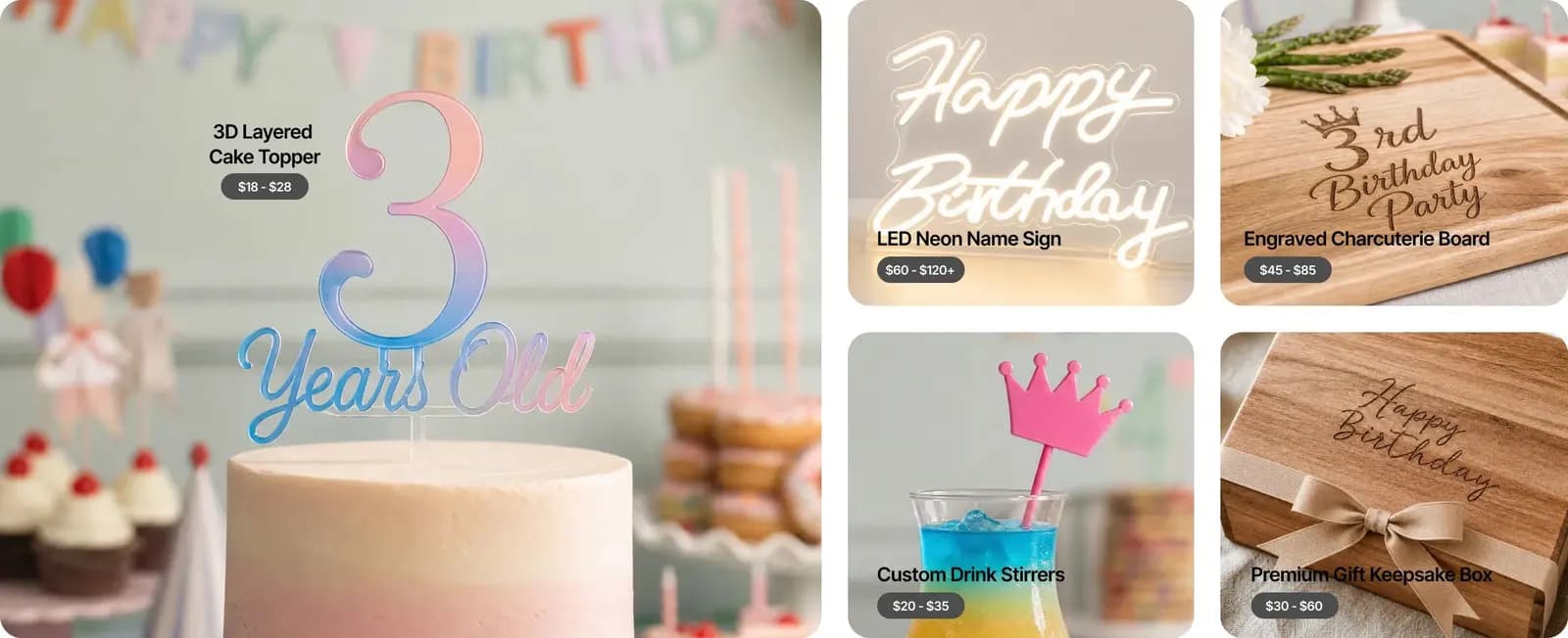 Geburtstag & besondere Anlässe – Laser-Produktbeispiele von xTool